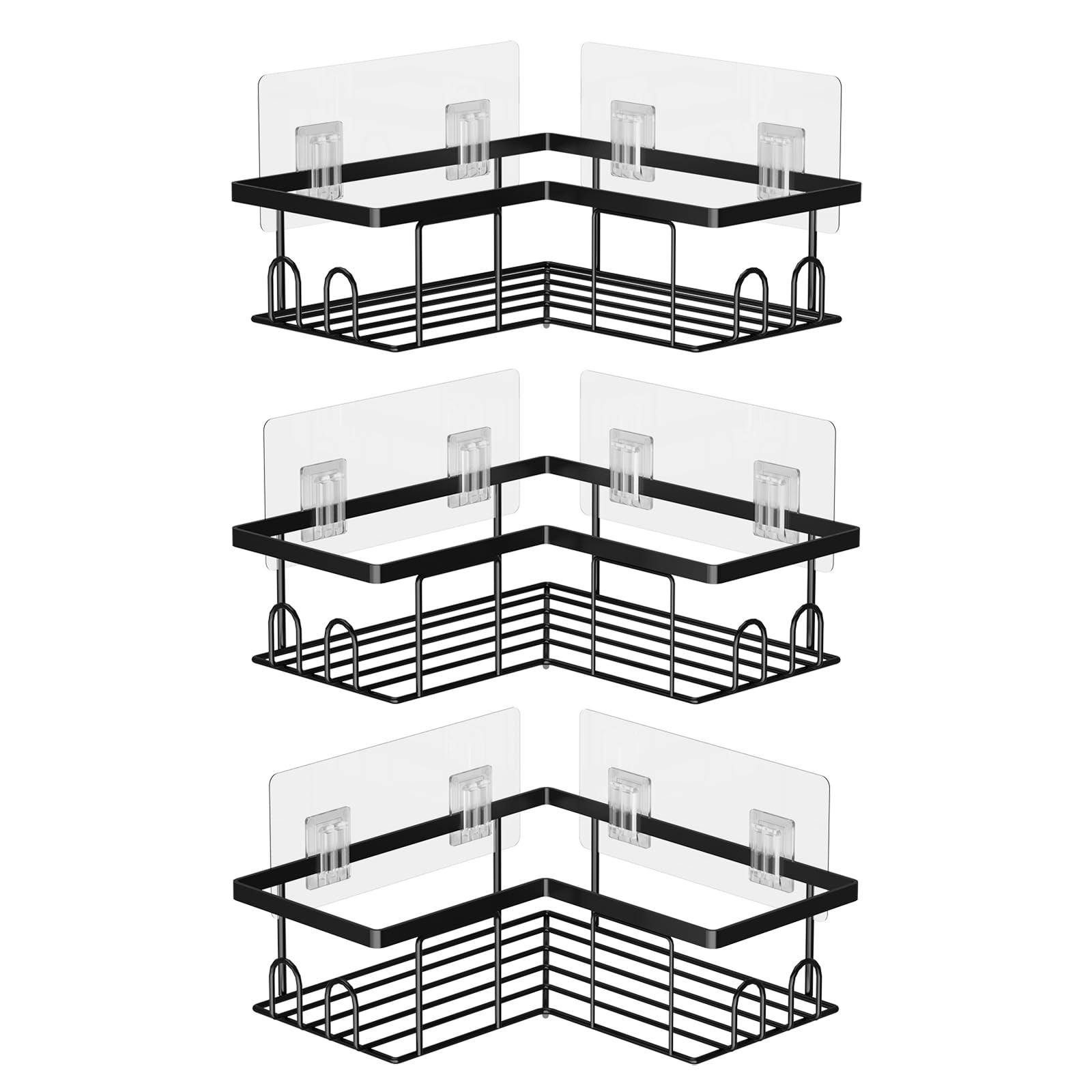 UUlioyer Corner Shower Caddy – 3-Pack Rustproof Steel Shelf, Black