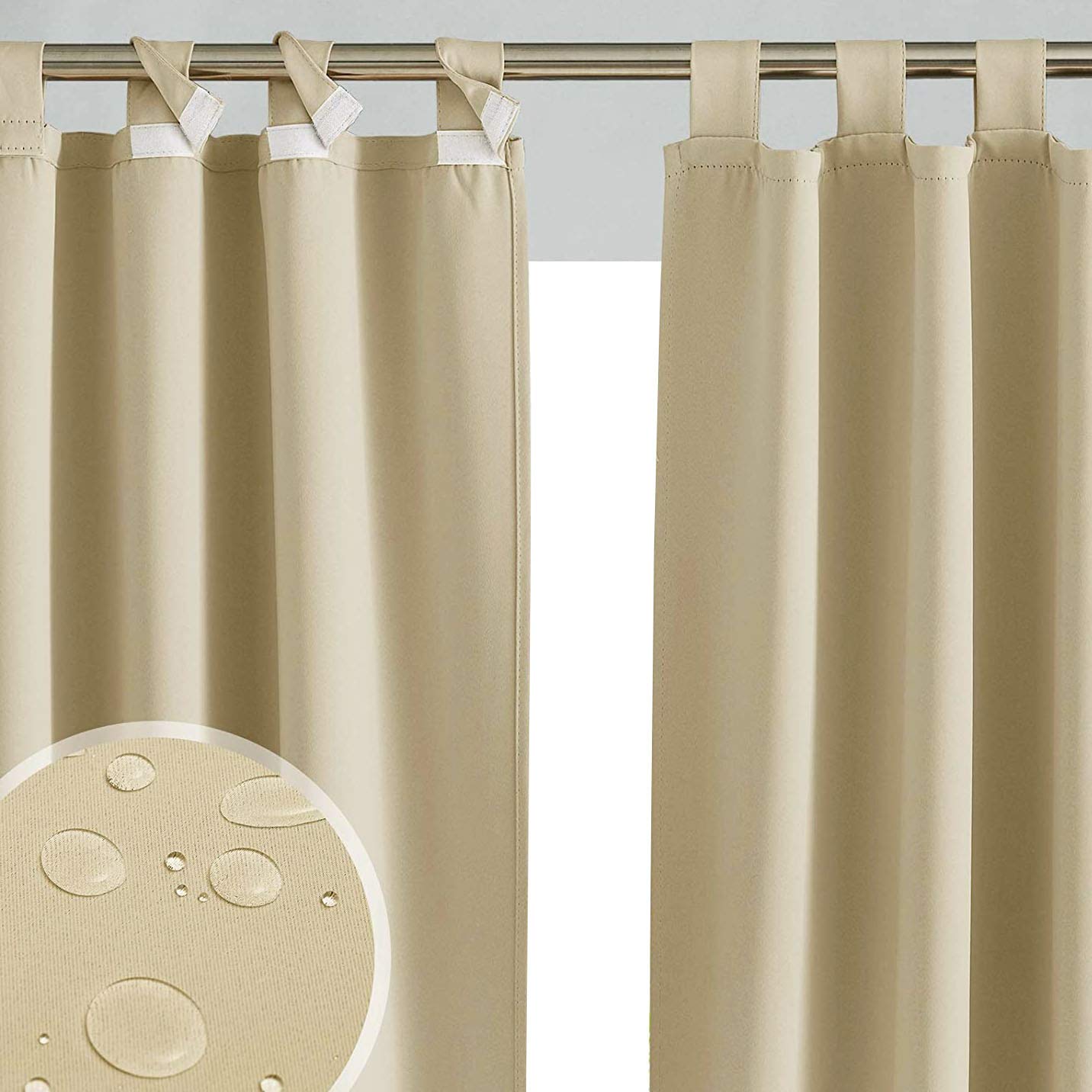 Ferocity Waterproof Outdoor Curtains | 2-Panel UV Resistant Set - White