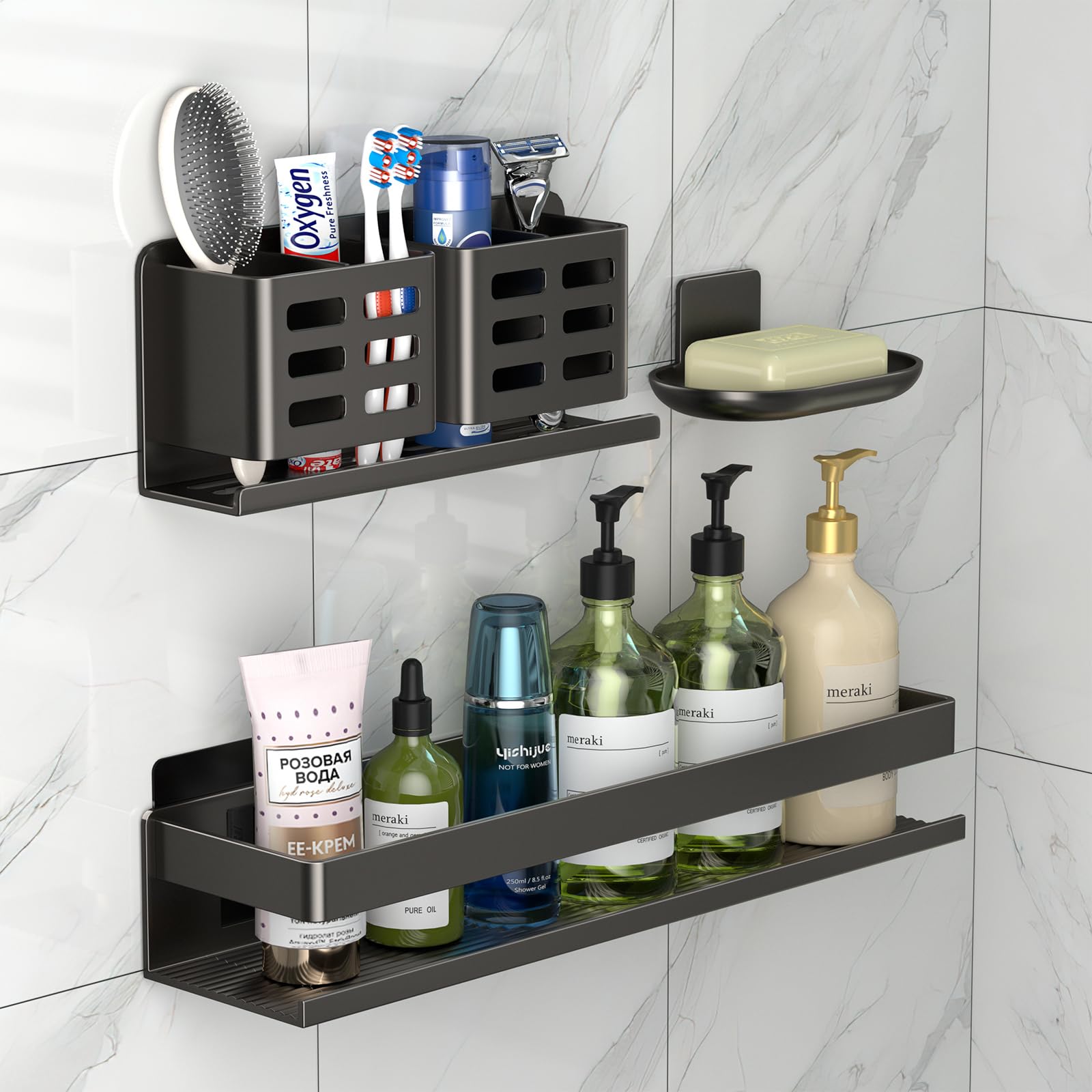 YESENT Aluminum Shower Rack | 40cm Rustproof No-Drill Bathroom Organizer