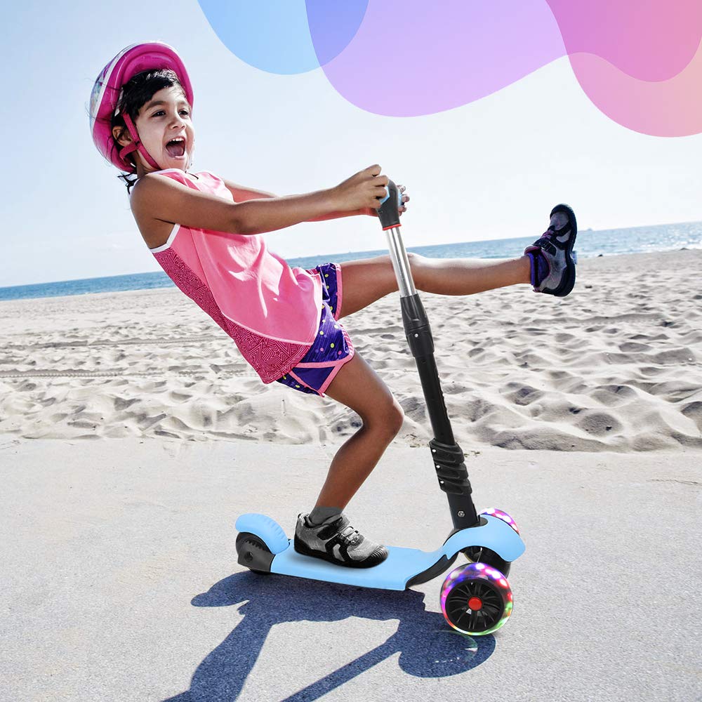 YOLEO 3-in-1 Kids Kick Scooter with Removable Seat and LED Wheels