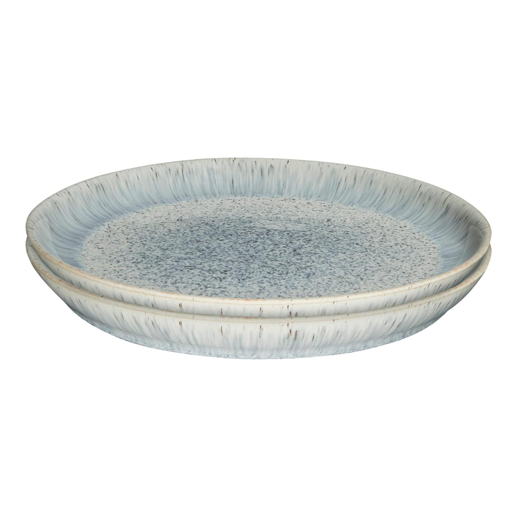 Denby Halo Speckle Dinner Plates - Set of 2 Grey Stoneware Coupe 26cm