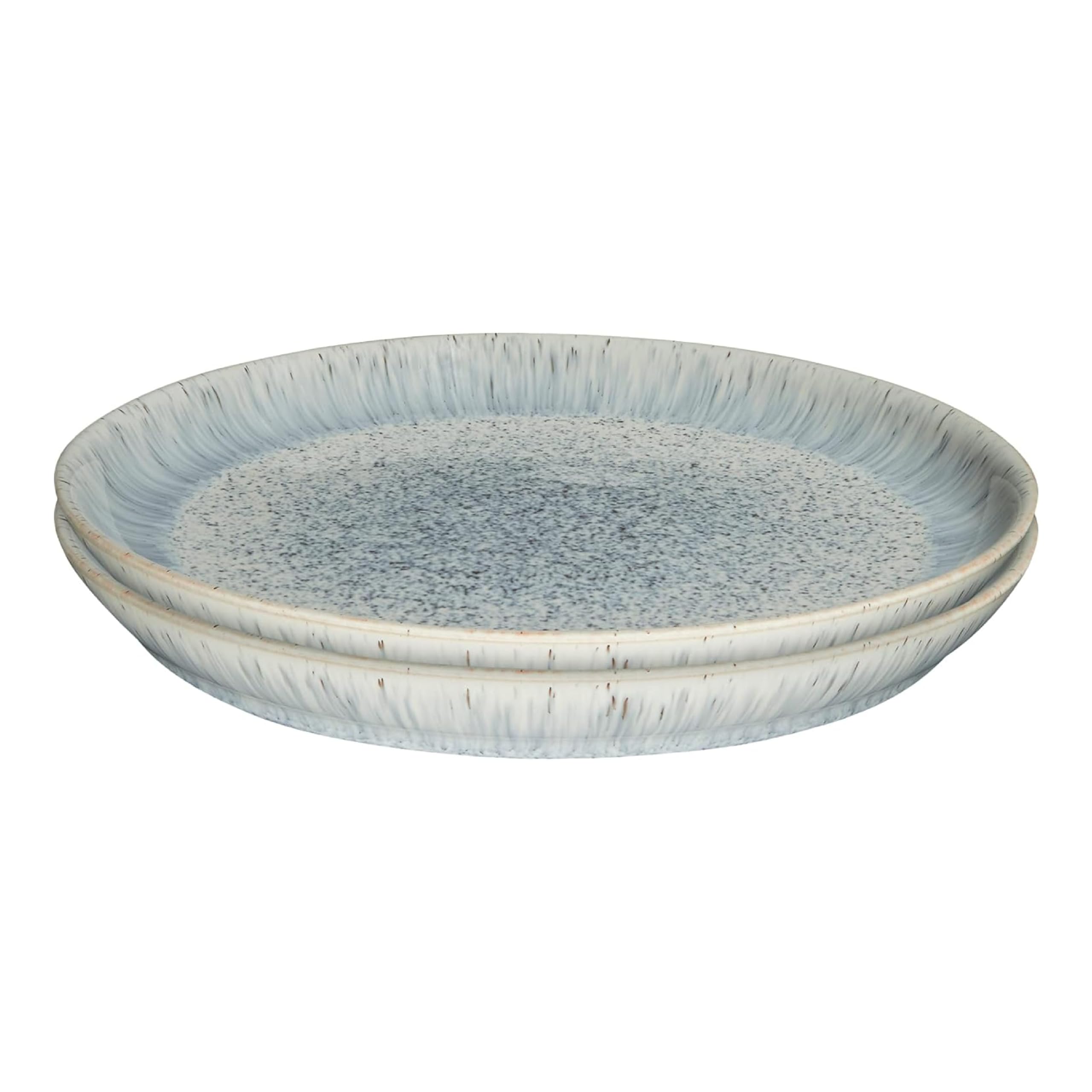 Denby Halo Speckle Dinner Plates - Set of 2 Grey Stoneware Coupe 26cm