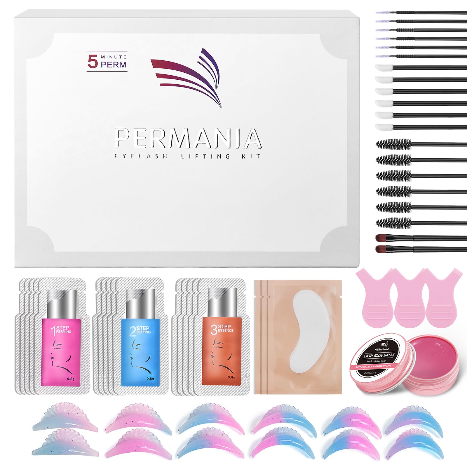 PERMANIA Lash Lift and Brow Lamination Kit with Glue Balm - 5 Uses