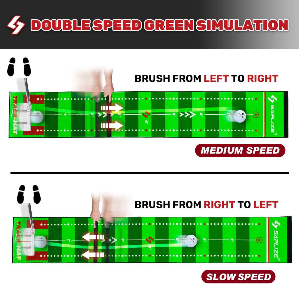 SAPLIZE Golf Putting Mat with Trajectory Tracing and Alignment Mirror
