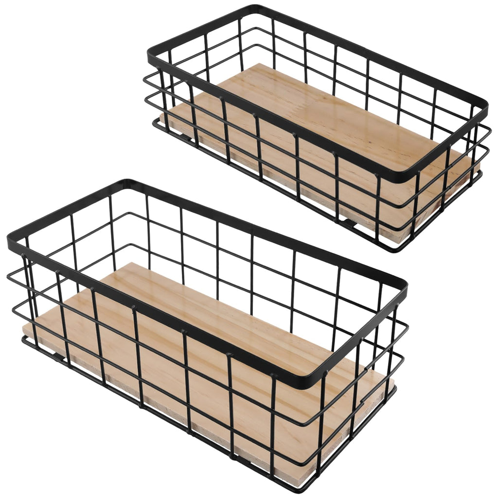 FUNSUEI Set of 2 Wire Storage Basket Bins with Hooks - image 1