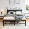 ARFARLY 4ft6 Double Metal Bed Frame with Storage Headboard | Dark Gray