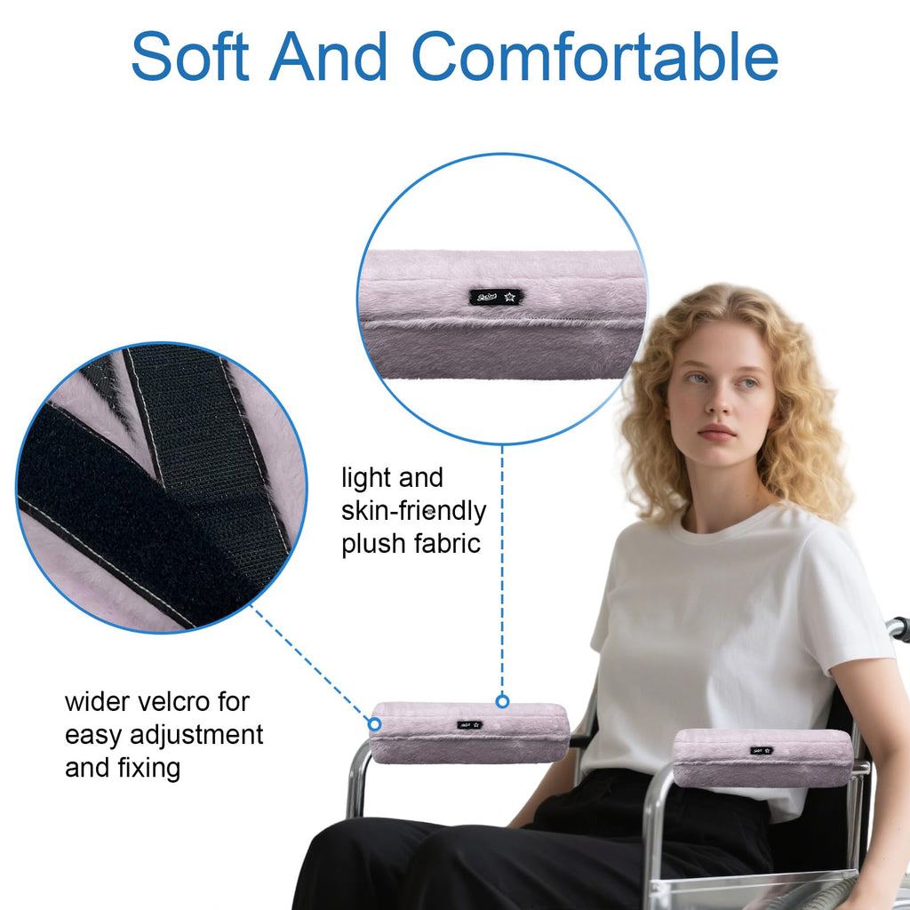 SPRING SEAON Wheelchair Armrest Pads Covers Fuzzy Desk Chair Arm Pads Soft