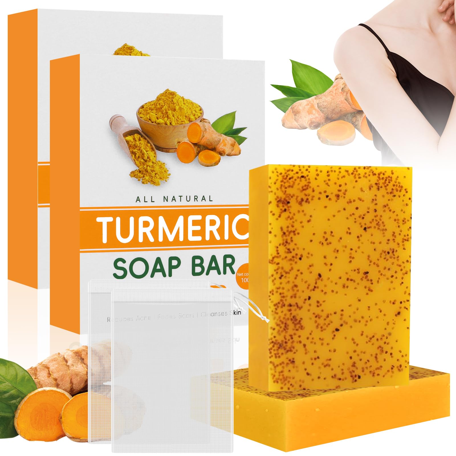 Turmeric & Kojic Acid Soap – Brightening Face & Body Wash (2PCS)