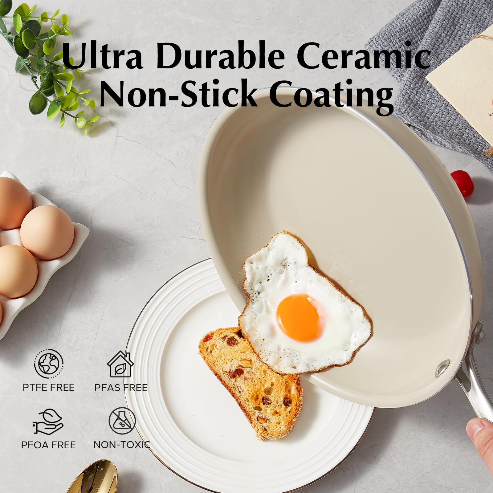 Redchef 9.5" Ceramic Nonstick Frying Pan – Induction & Oven Safe Skillet