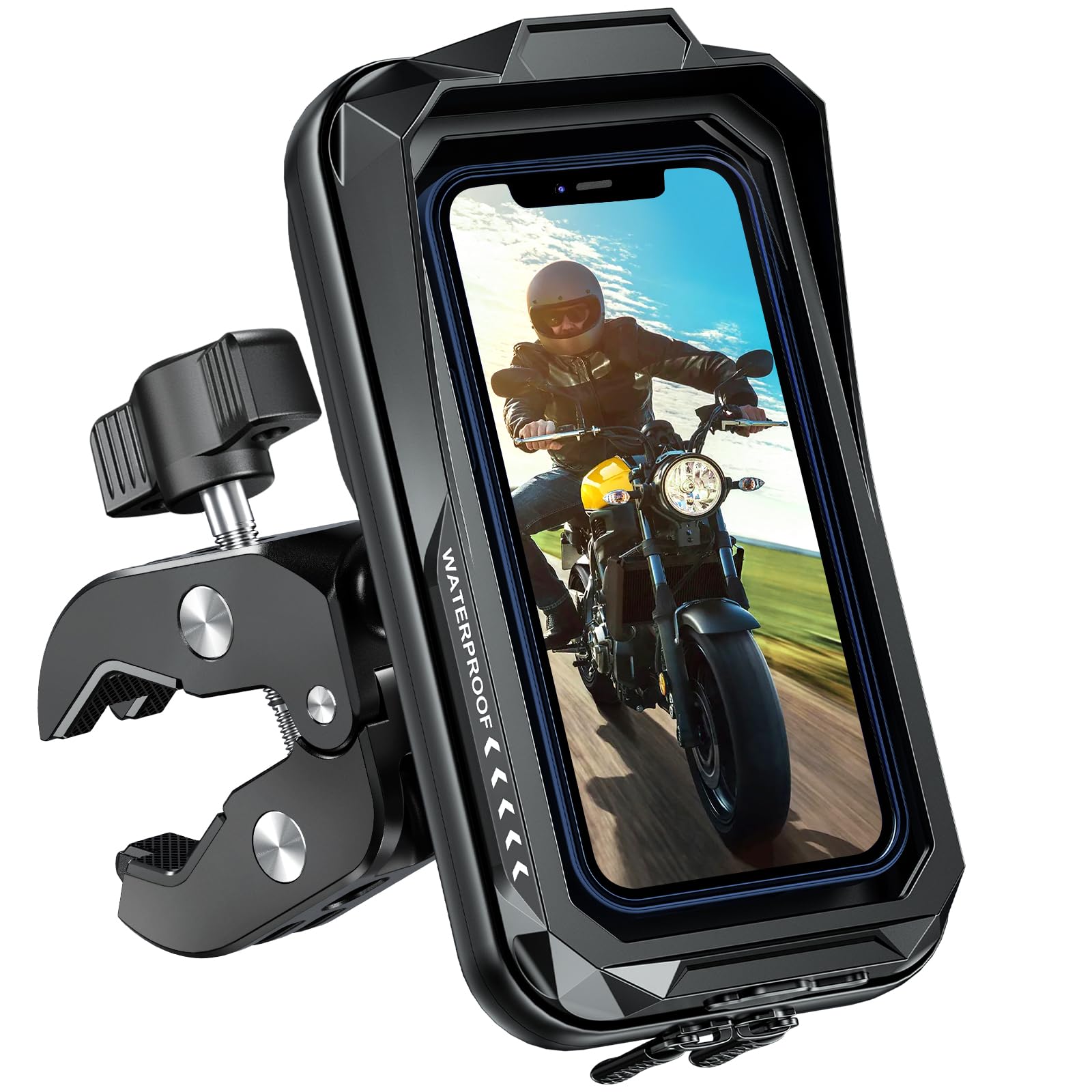 BTNEEU Waterproof Motorcycle Phone Mount – 360° Rotatable Sun Visor