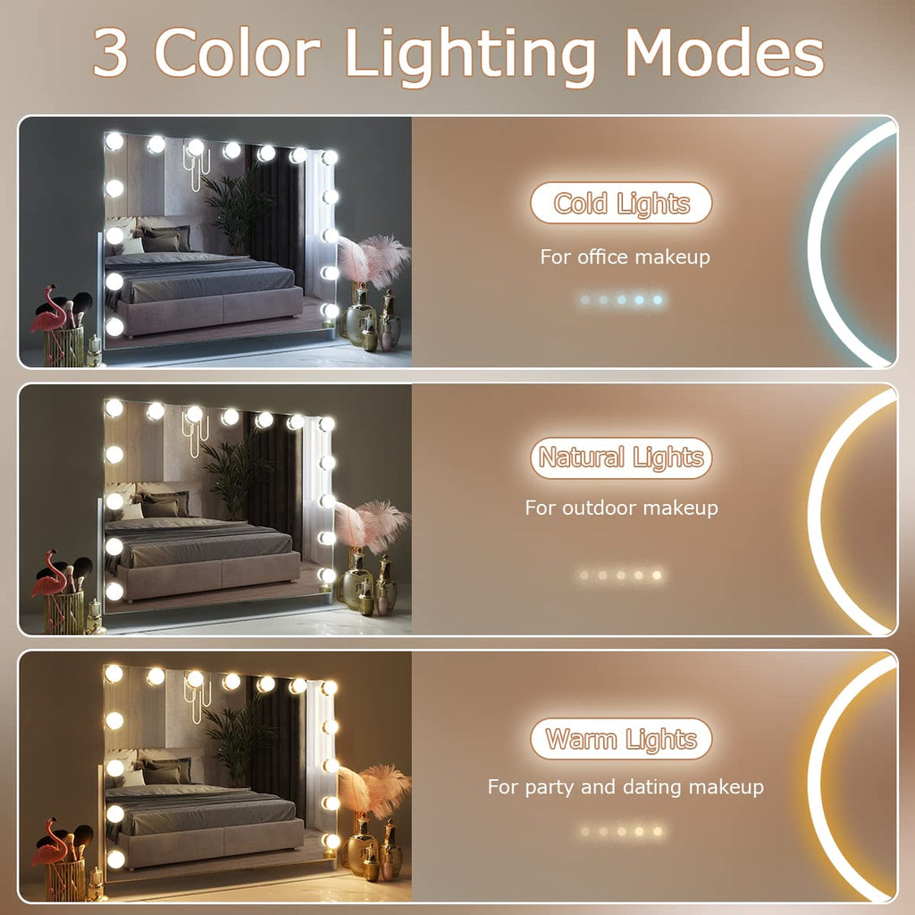 Hansong Hollywood Vanity Mirror with 15 LED Bulbs and 10X Magnification