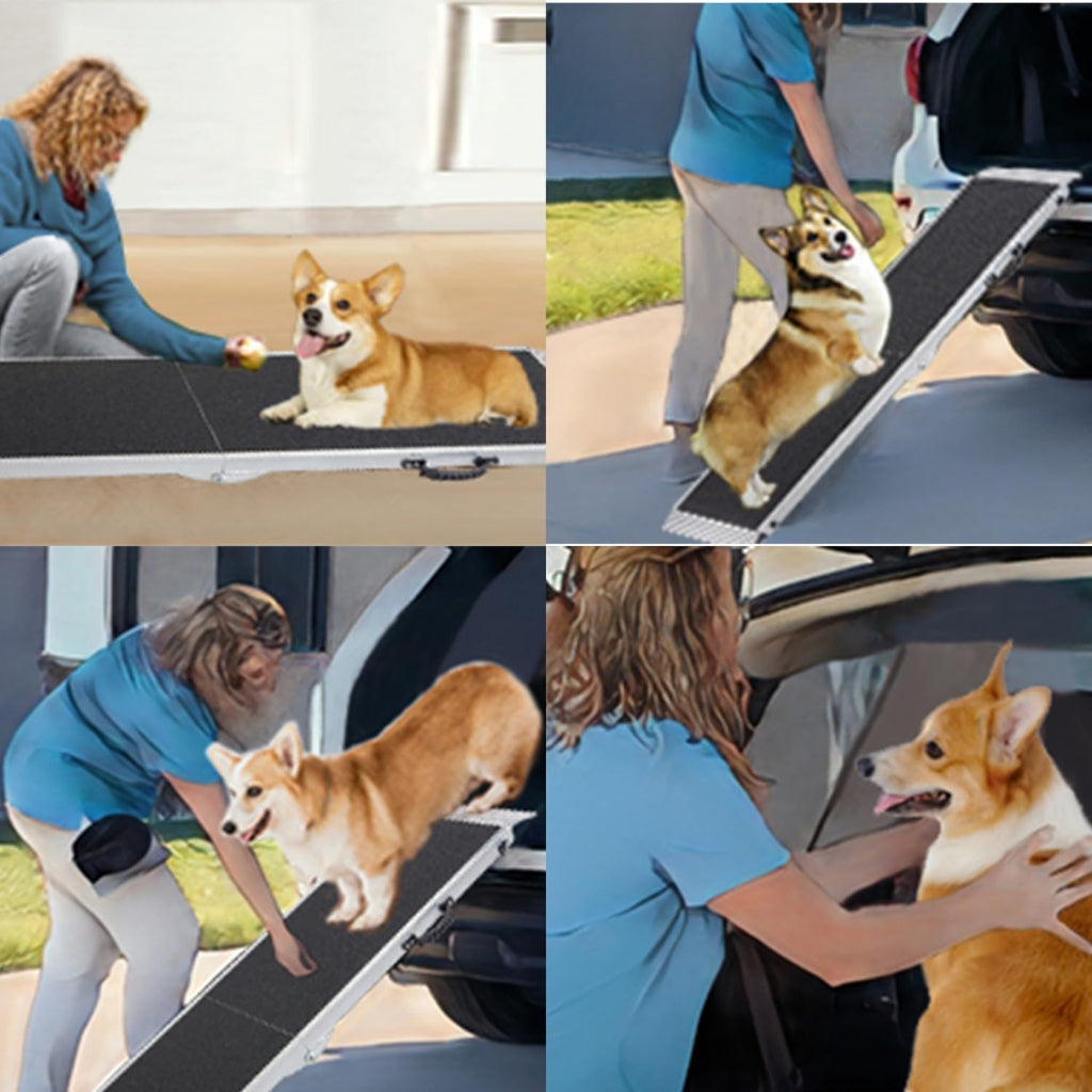 Gardhom Aluminum Dog Car Ramp | 183x38cm Anti-Slip 180kg Capacity