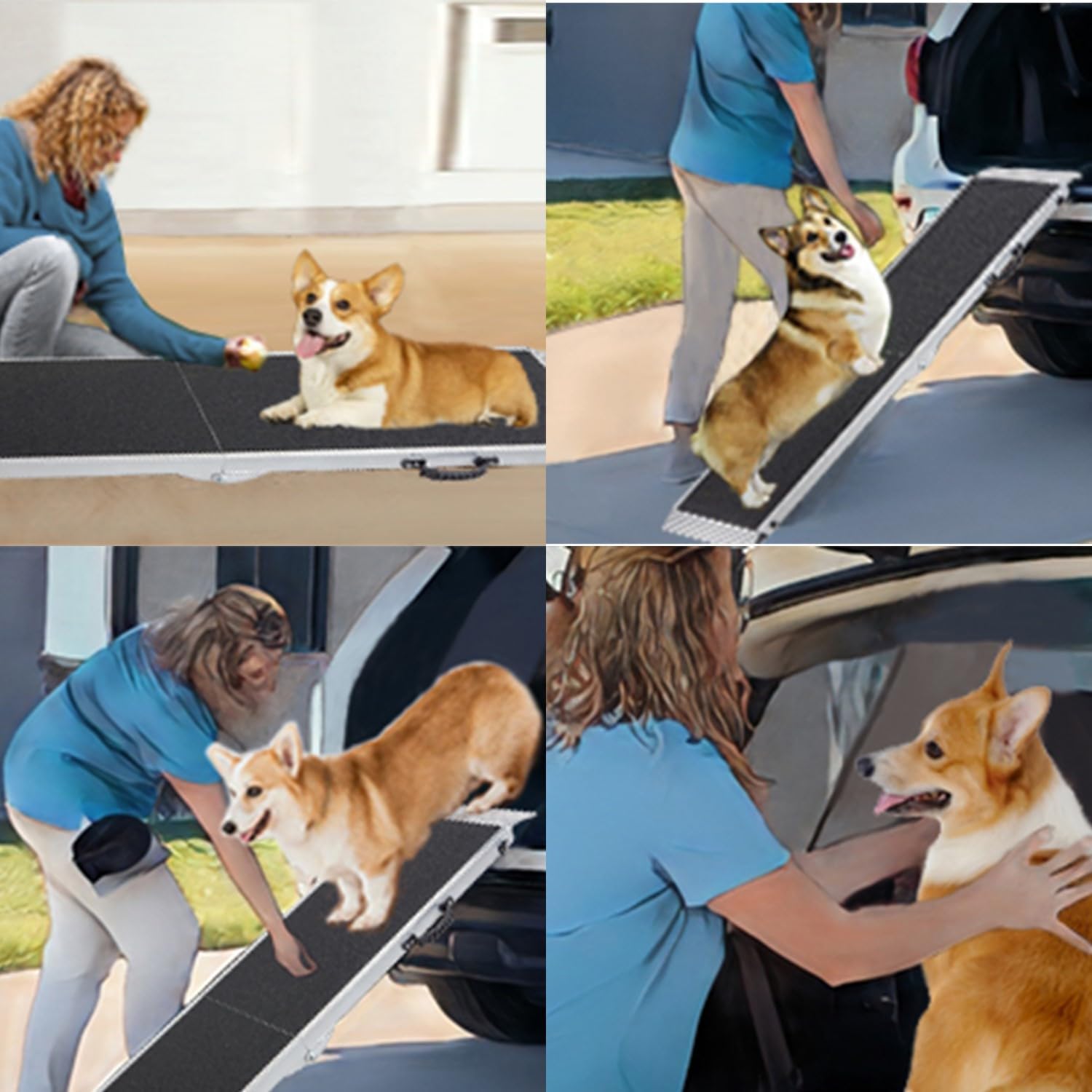 Gardhom Aluminum Dog Car Ramp | 183x38cm Anti-Slip 180kg Capacity