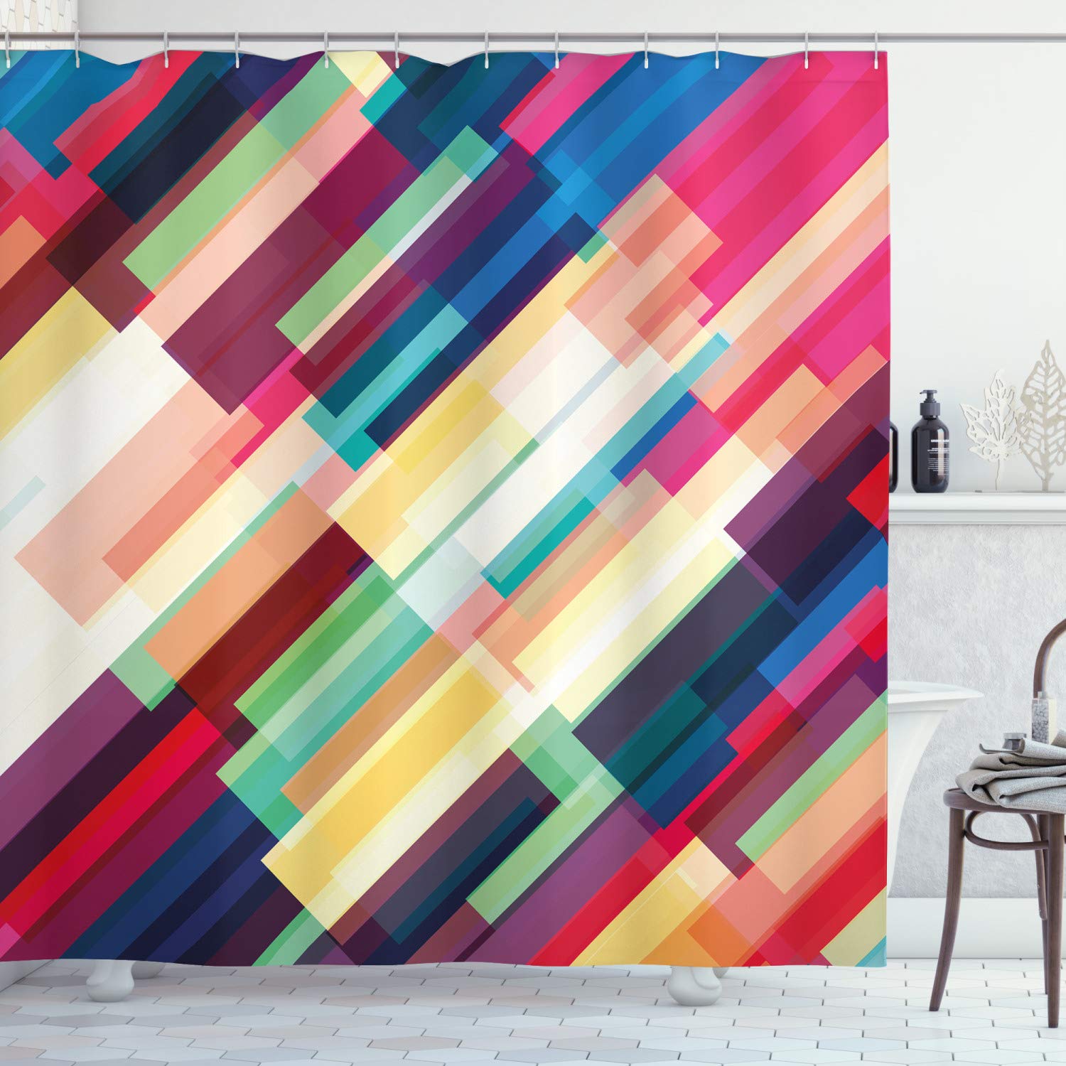 Abakuhaus Abstract Geometric Shower Curtain | Waterproof Turkish Fabric