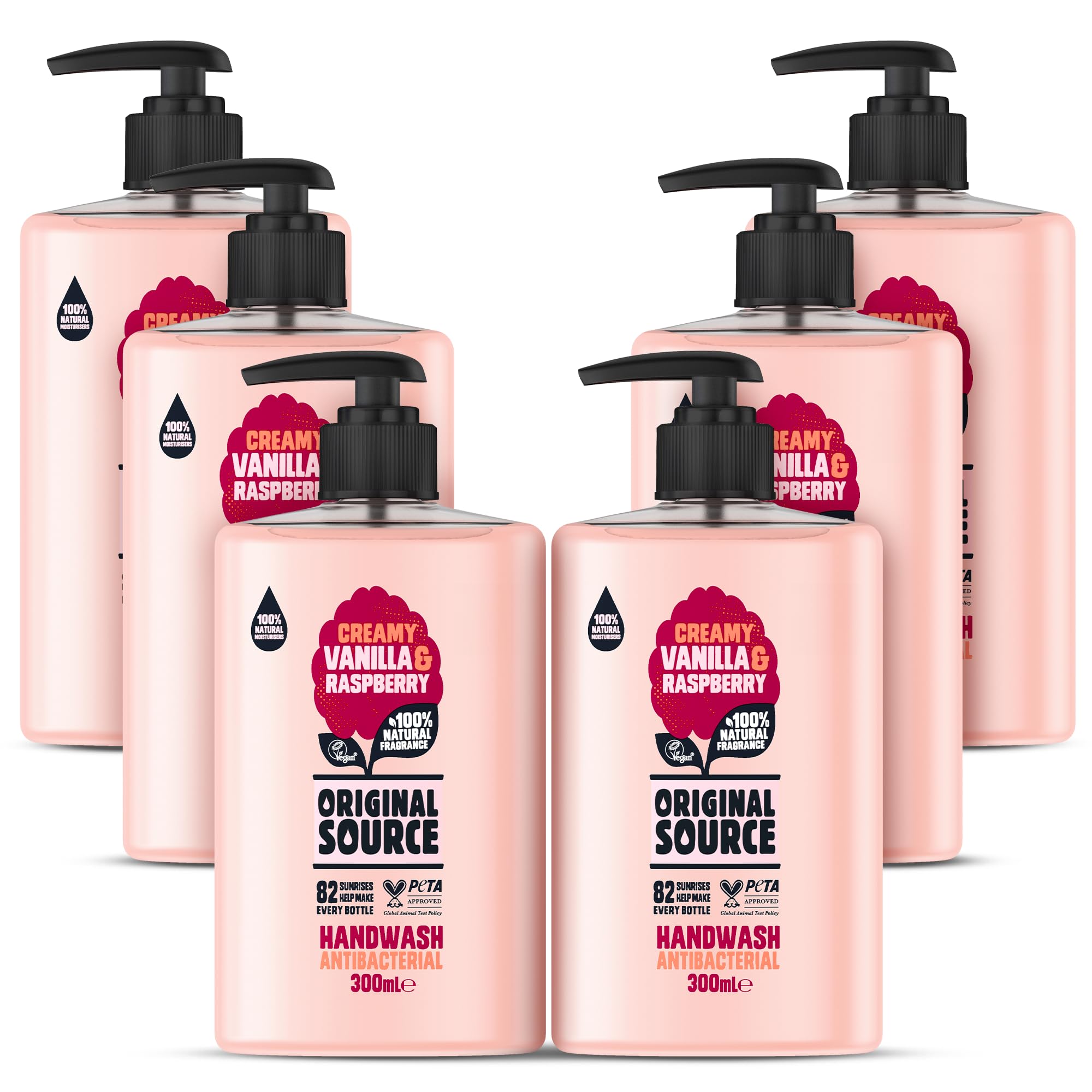 Original Source Vanilla & Raspberry Vegan Handwash - 300ml (Pack of 6)