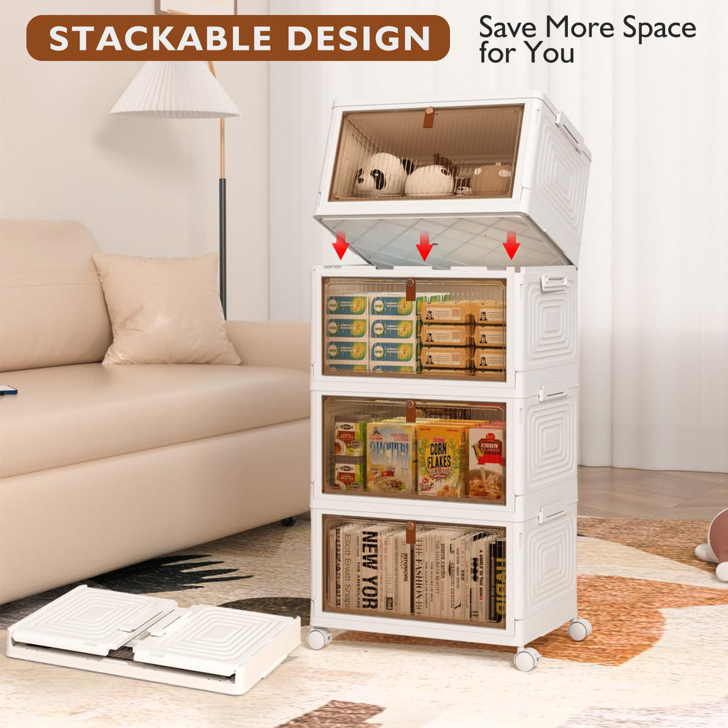 SavvyStor 4-Tier Stackable Storage Boxes | Foldable Plastic Organiser