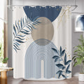 GCIREC Shower Curtain, 180x200cm, Blue Khaki Boho Mid Century Modern Abstract with Minimalist Leaf Waterproof Fabric Machine Washable Bathroom