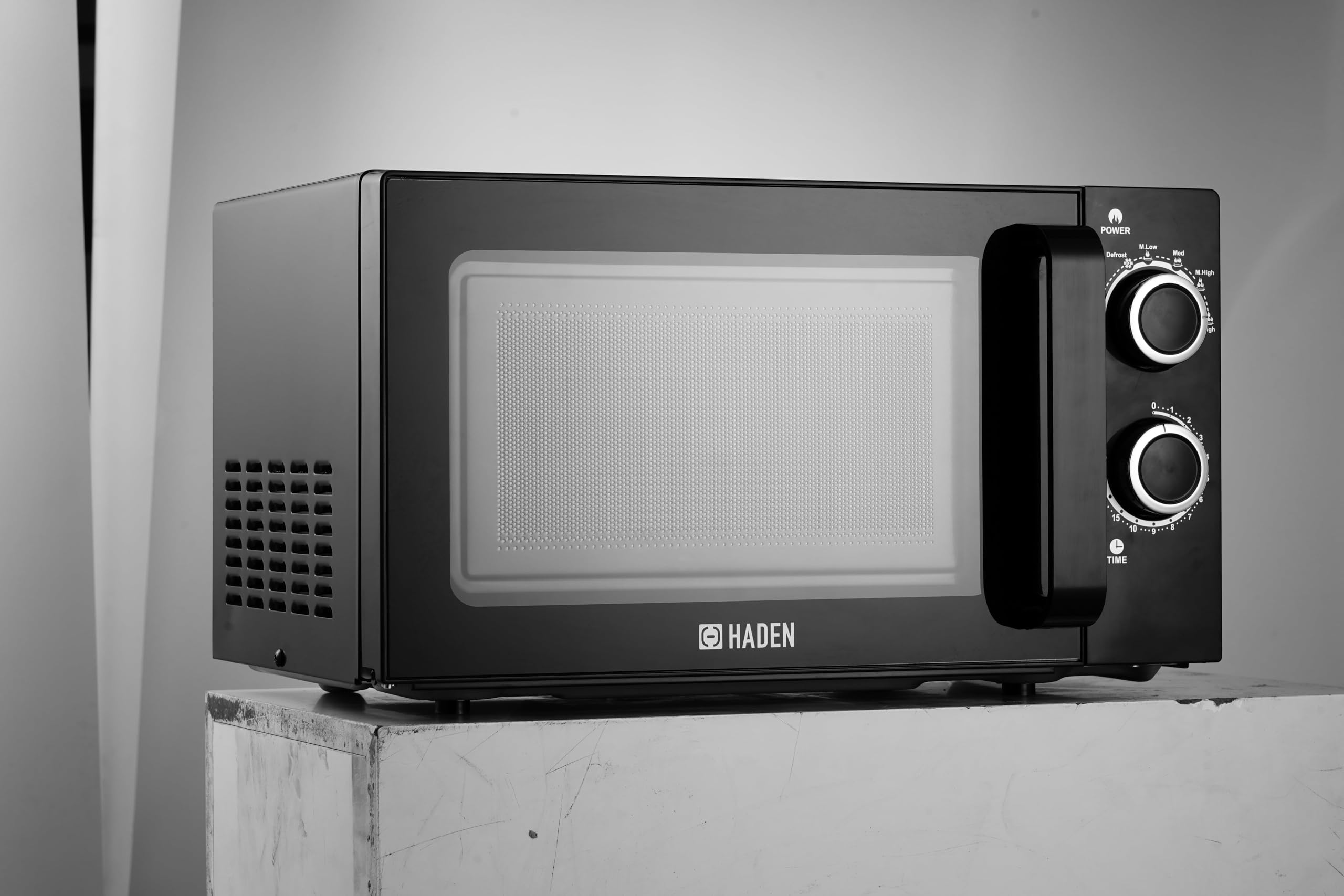Haden 800W Compact Microwave Oven | 20L Black Manual Countertop Oven