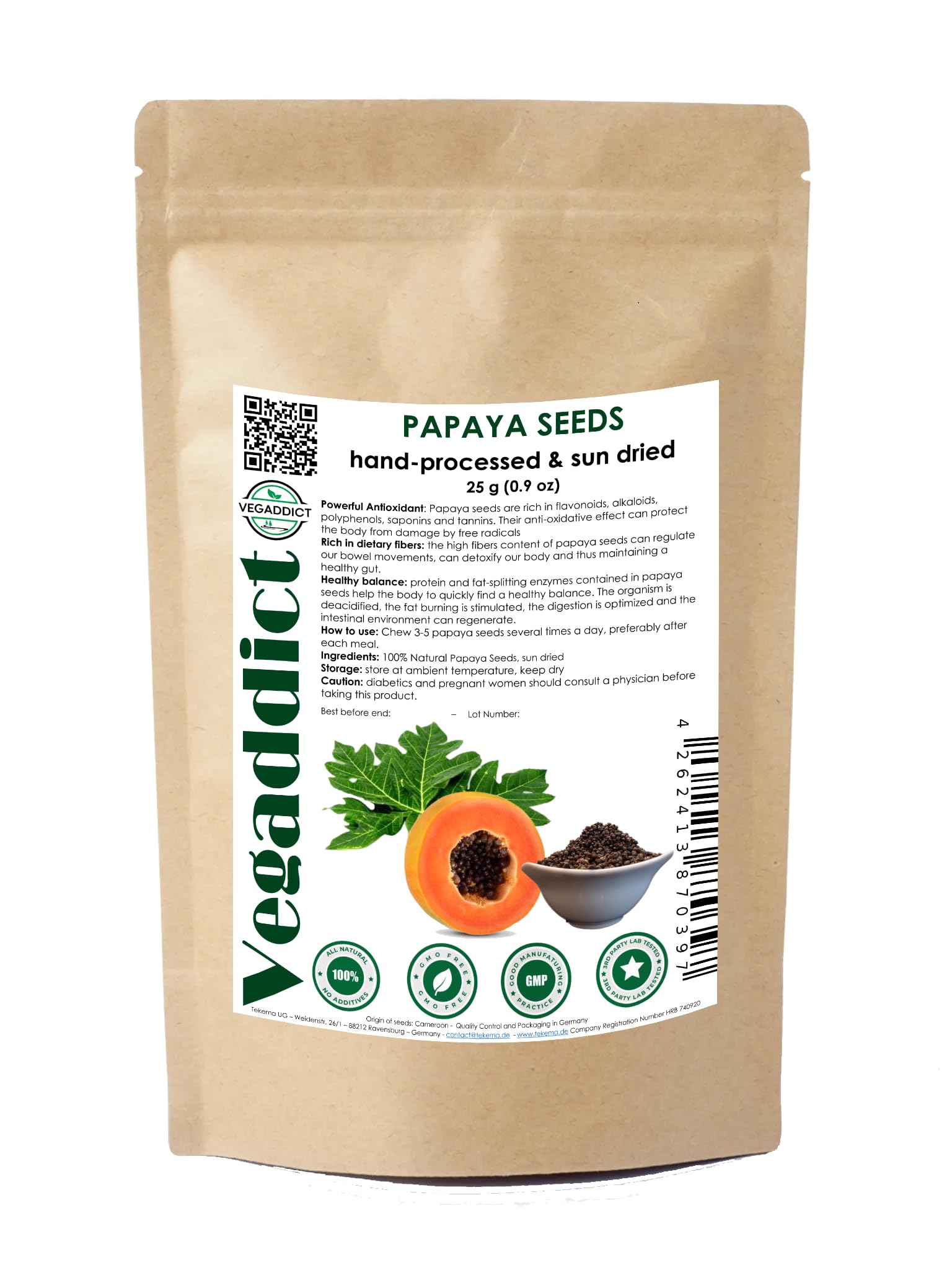 Jolof Store Natural Sun Dried Papaya Seeds – Vegan Superfood – 25g