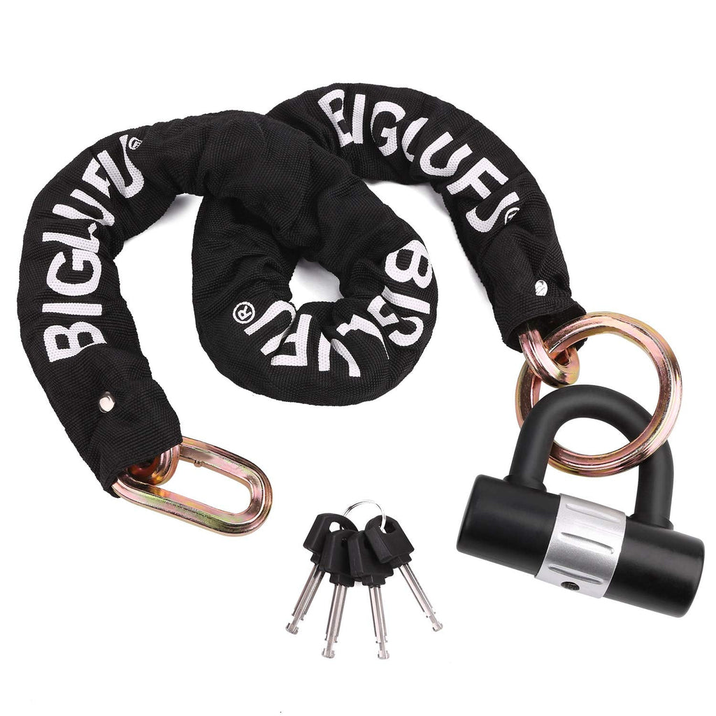 BIGLUFU Heavy Duty Motorcycle Chain Lock | 10mm Cut Proof Steel with U-Lock