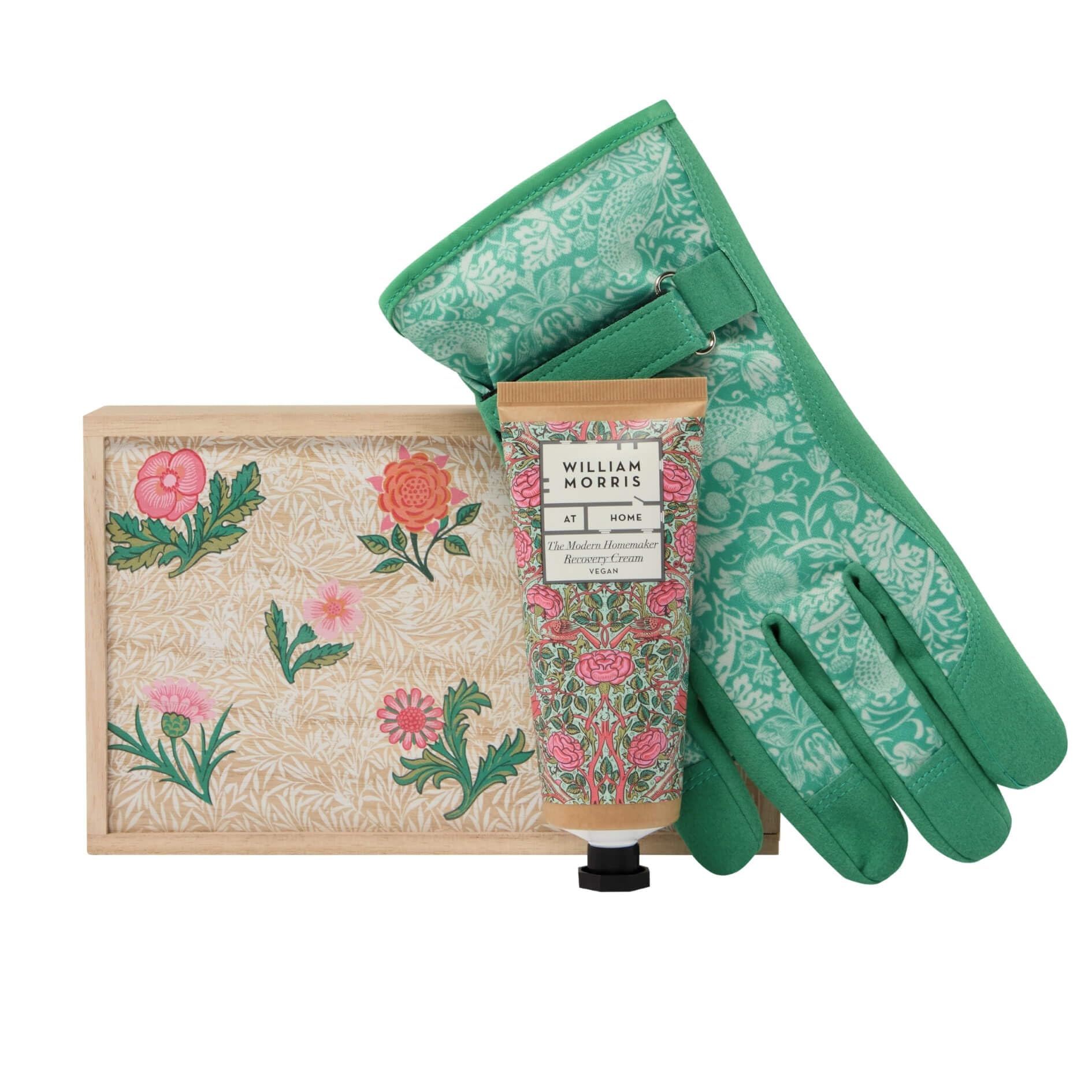 William Morris At Home Gardening Gloves & Hand Recovery Cream Gift Set