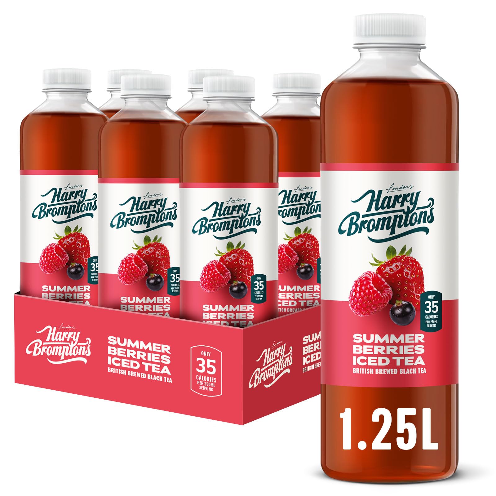 Harry Brompton's Summer Berries Iced Tea – 6 x 1.25L Low Calorie Bottles