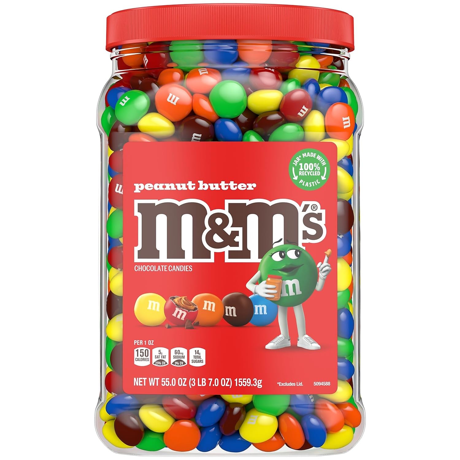 M&M'S Peanut Butter Chocolate Candy - Bulk Party Pack Jar, 55 oz