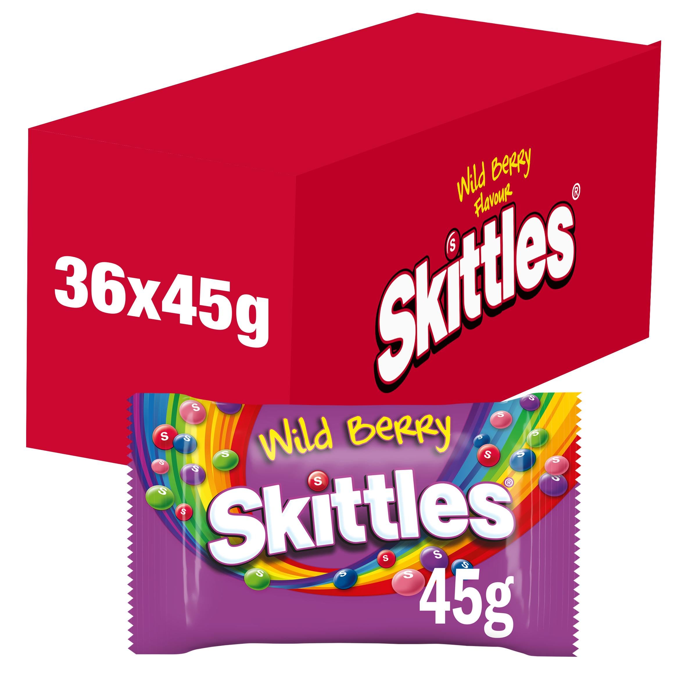 Skittles Wild Berry Fruit Chewy Sweets - Bulk Box of 36 Packs x 45g