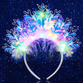 LED Snowflake Christmas Headband – Glowing Feather Hair Hoop