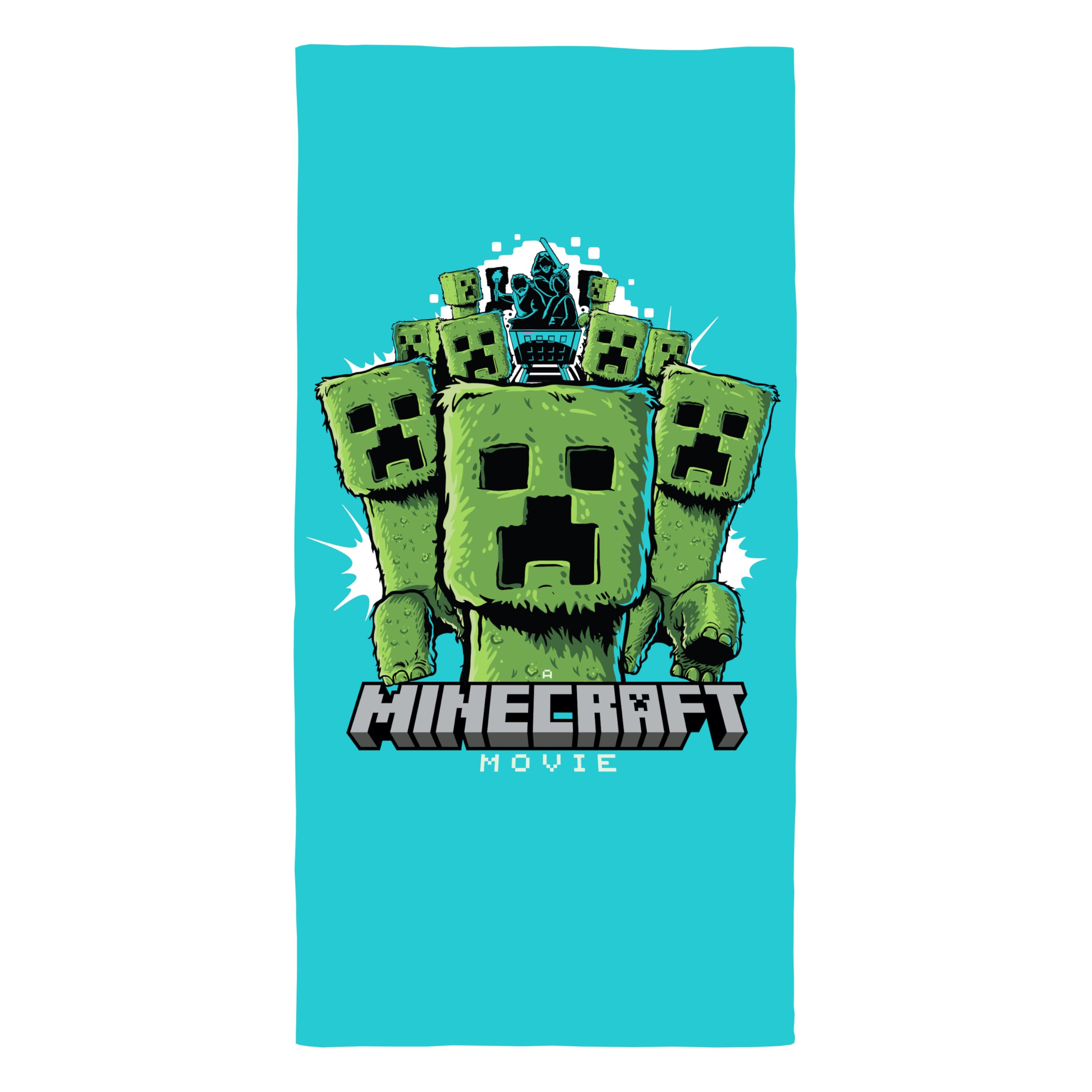 Minecraft Movie Beach Towel – 100% Cotton Creepers Design – 140cm x 70cm