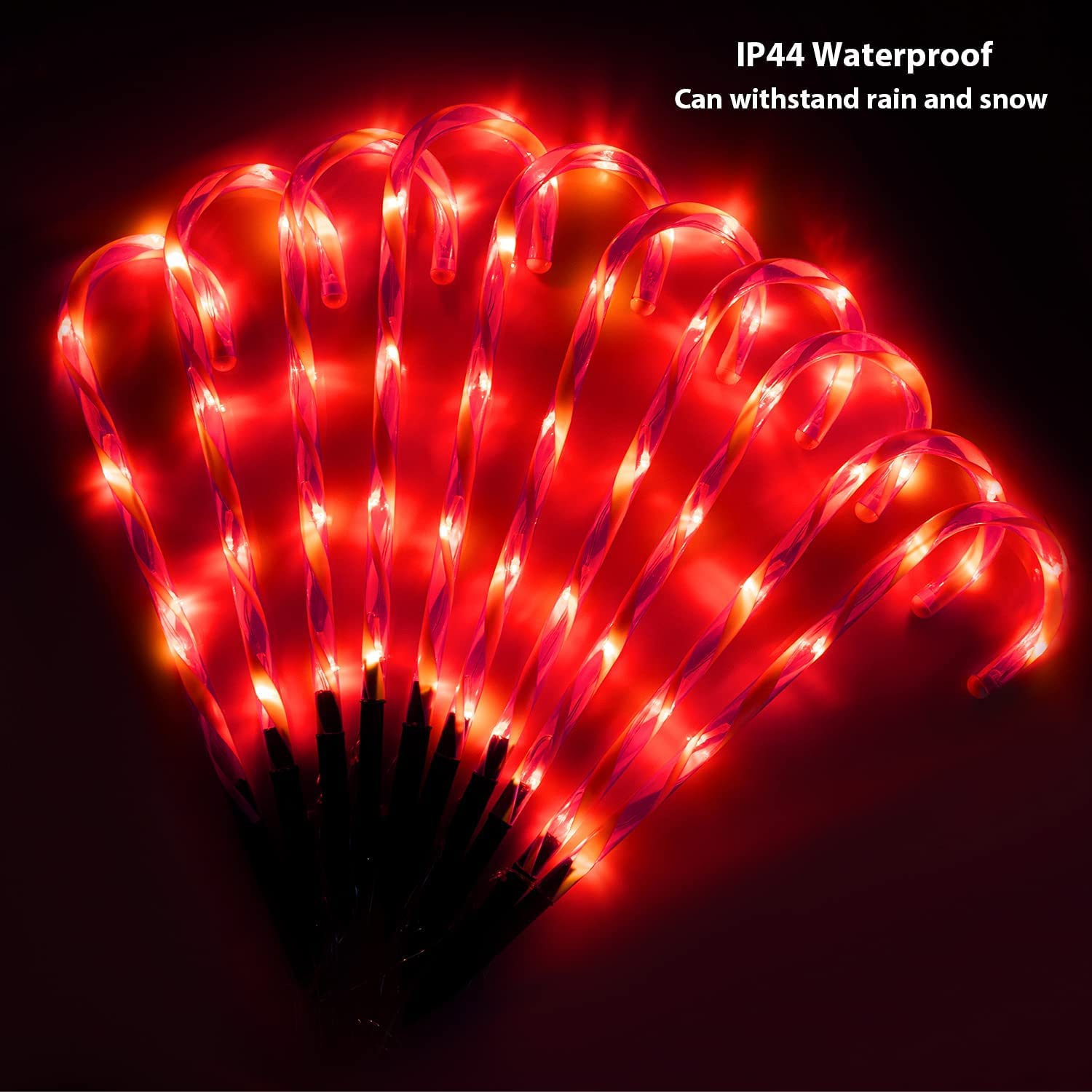 10-Pack Candy Cane Christmas Lights – 21in Waterproof Path Decor