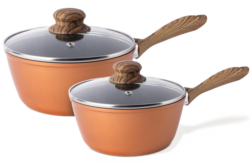 Nuovva 2-Piece Copper Induction Saucepan Set - Non-Stick 16cm & 18cm Pots