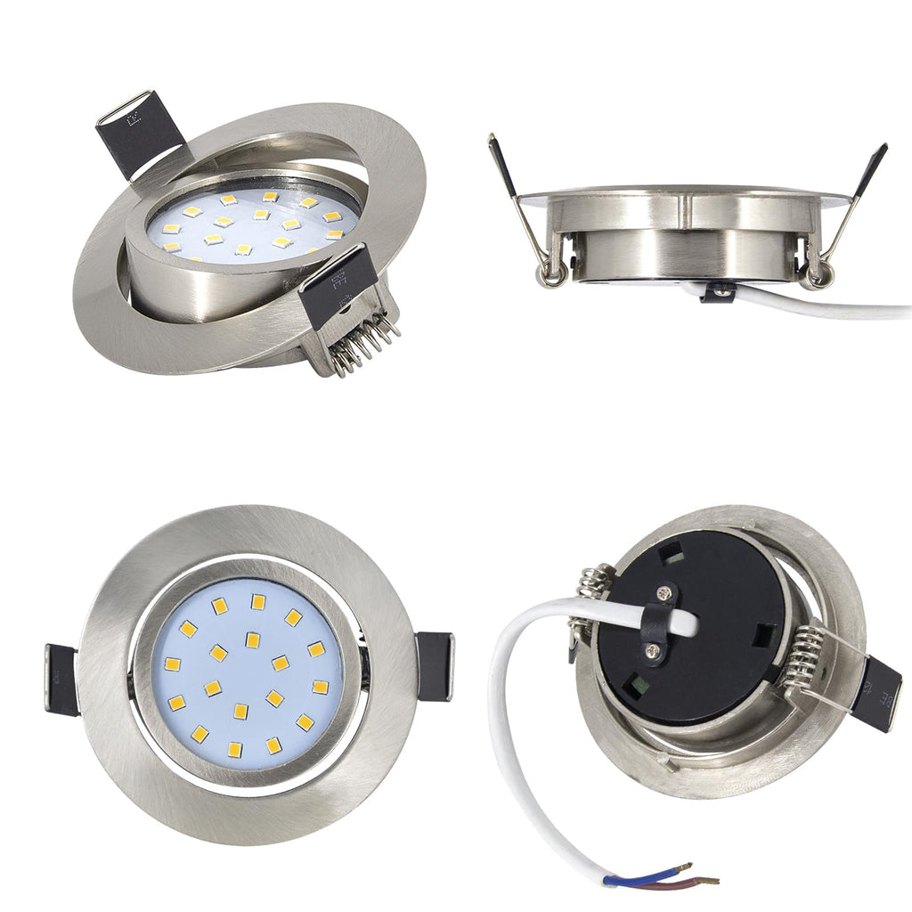Wondlumi 6-Pack 5W Ultra Slim LED Recessed Downlights | Brushed Chrome