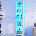 Gurexl 180cm Glass Display Cabinets with Lockable for Collectibles,White - image 1