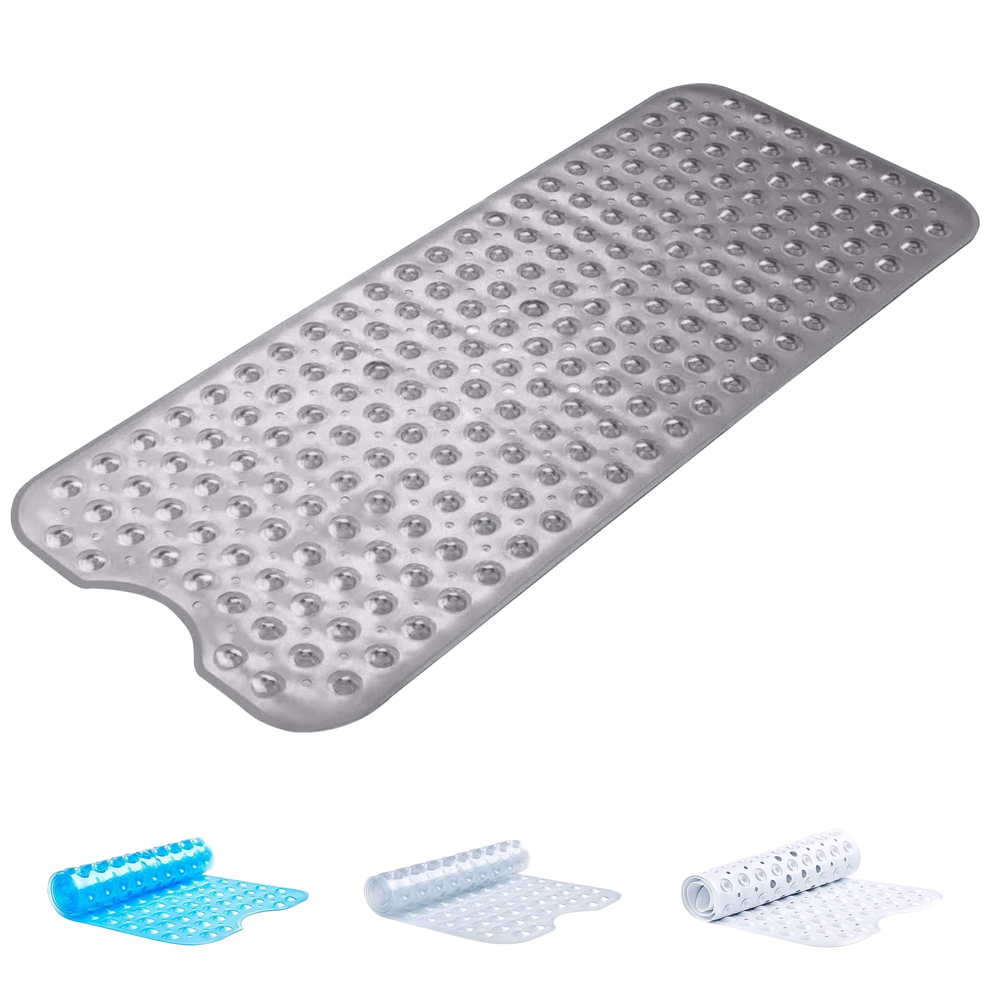 Oxford Homeware Non-Slip Bath Mat – Grey PVC Anti-Mold Shower Mat