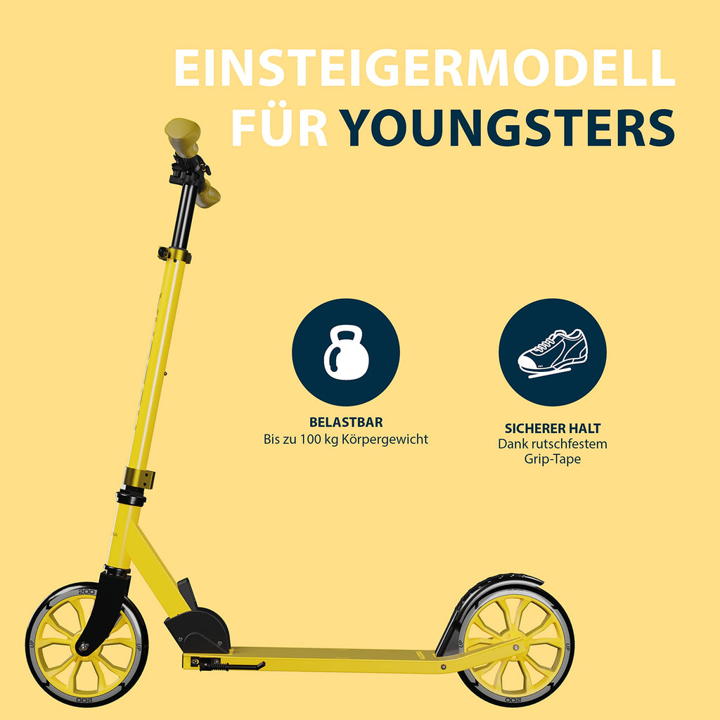 HUDORA Up 200 Foldable Kick Scooter – Height Adjustable Aluminium