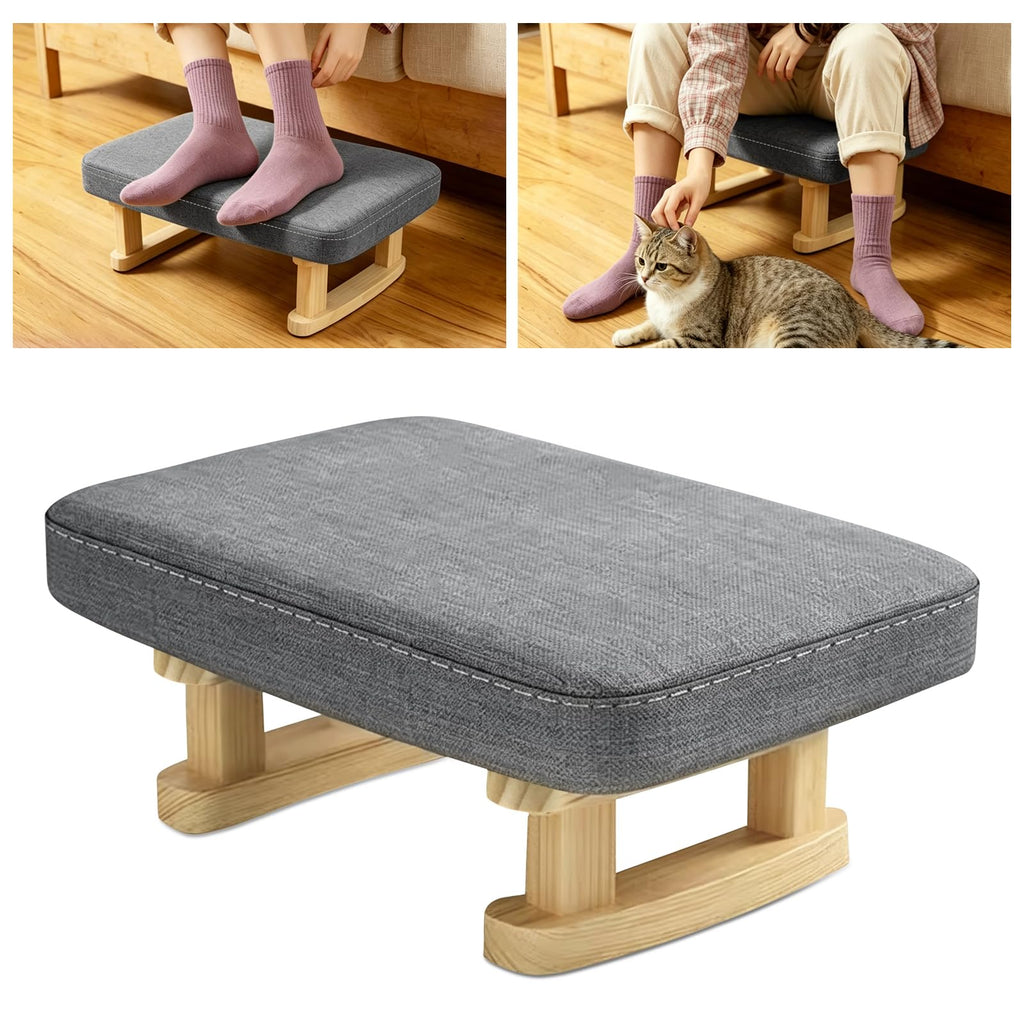 JJoexyfit Multi-Functional Foot Stool with Solid Wood Legs, Linen Fabric - image 1