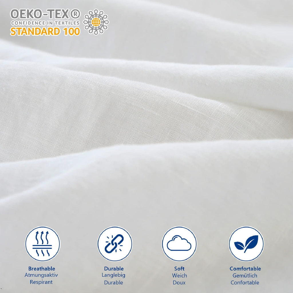 Simple&Opulence 100% Linen Flat Sheet | Stone Washed Super King - White
