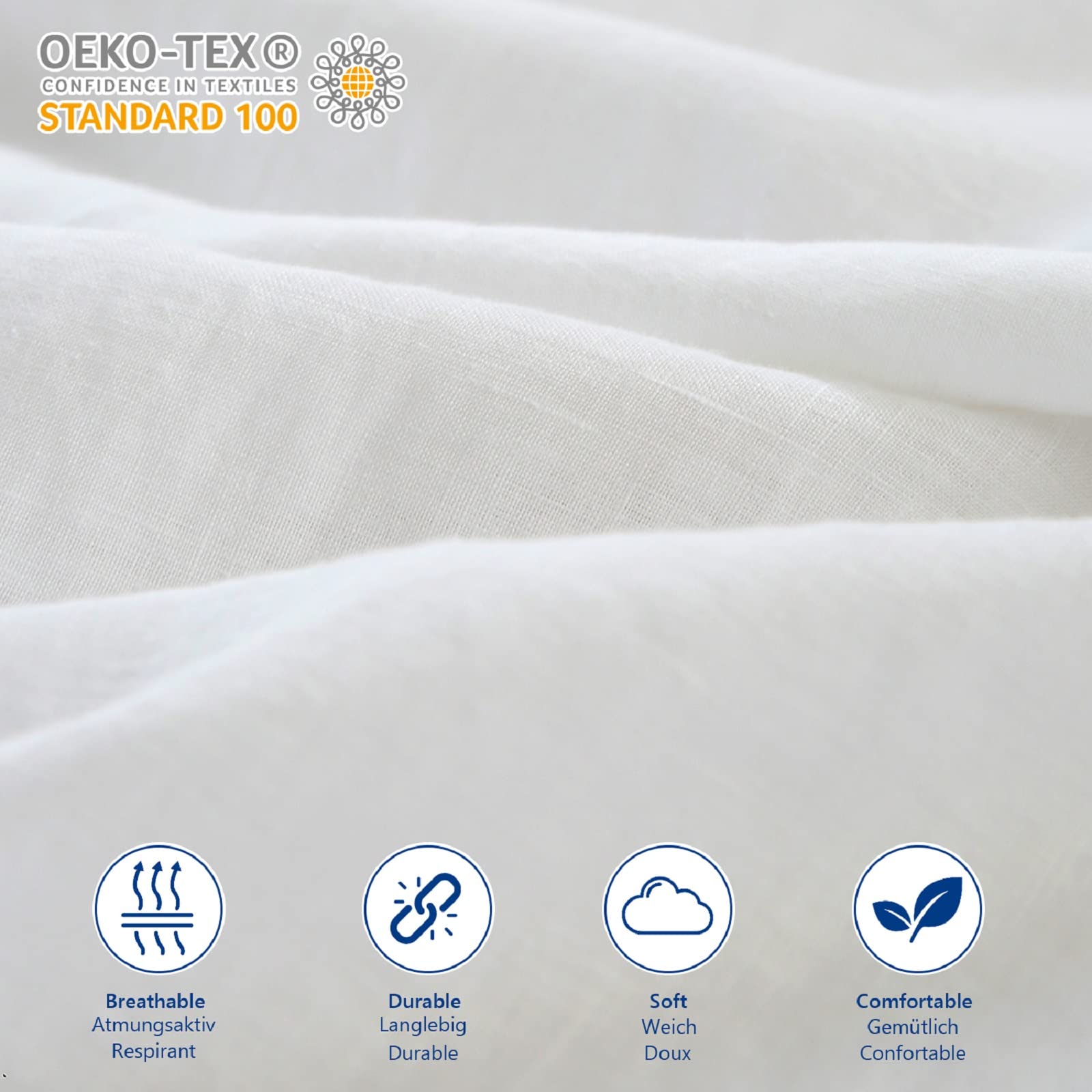 Simple&Opulence 100% Linen Flat Sheet | Stone Washed Super King - White