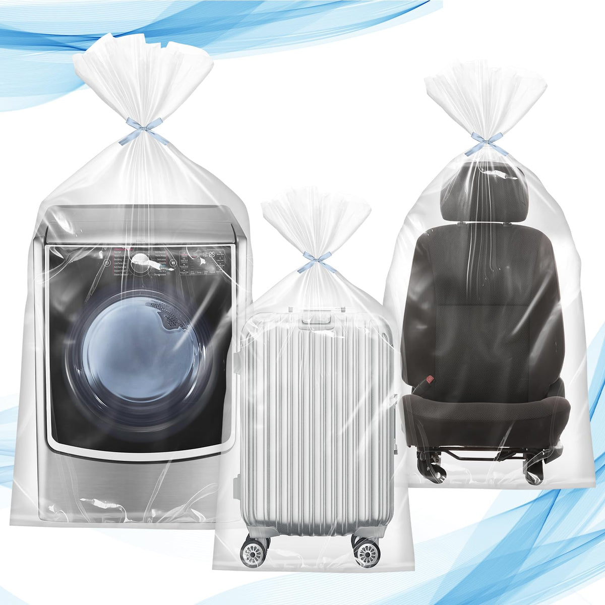 Extra Large Clear Plastic Storage Bags, 6 pcs Flat Large Plastic Bags - image 3