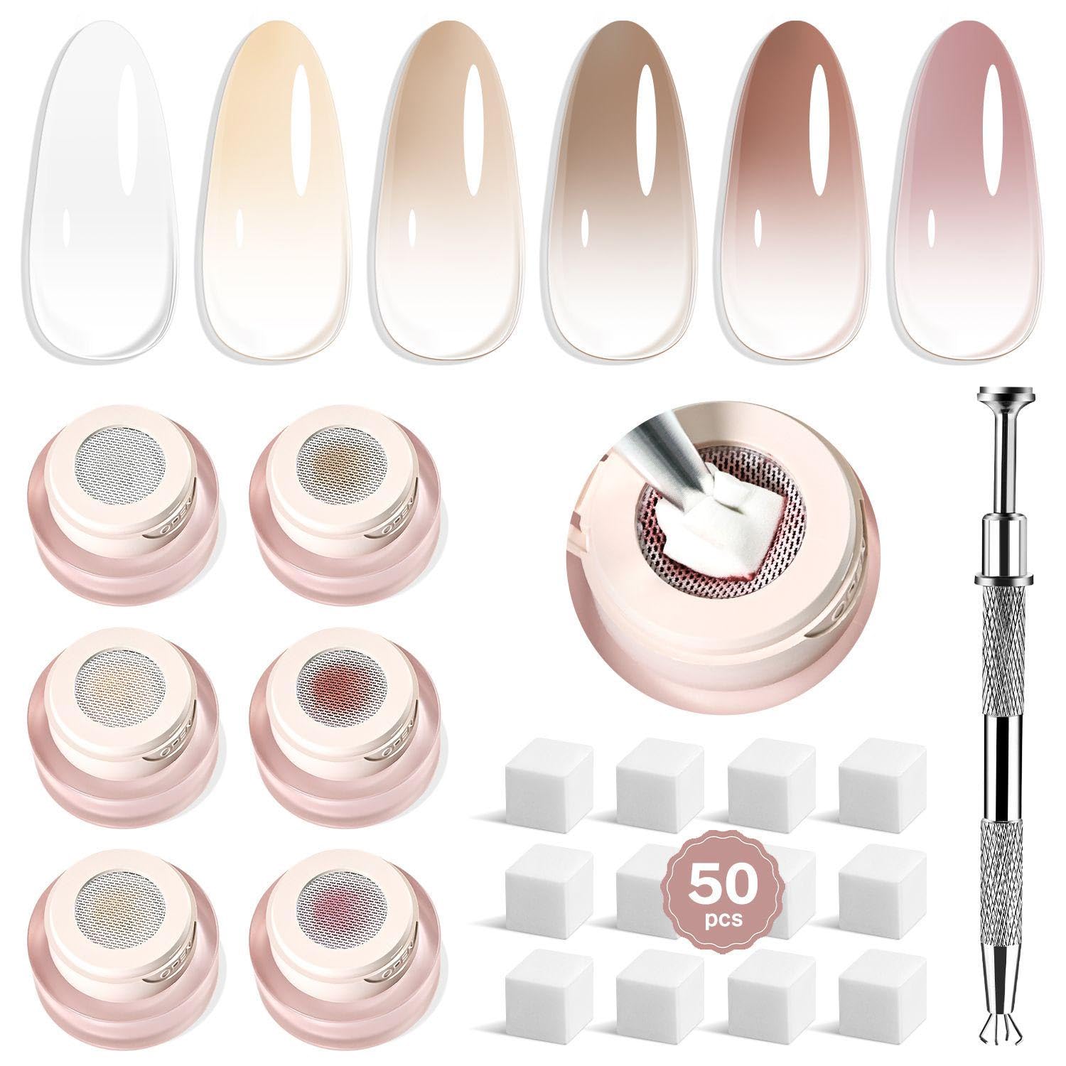 JODSONE 6 Pcs Pat Painting Gel Nail Polish Kit for French Blush Manicure