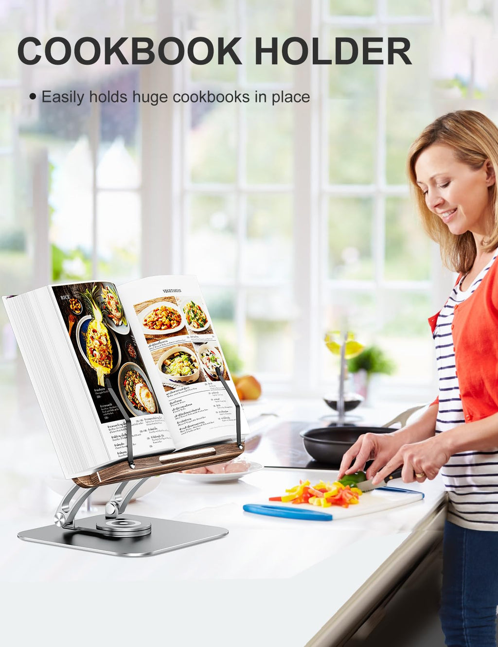 Tounee Adjustable Book Stand – 360 Swivel Foldable Holder for Reading