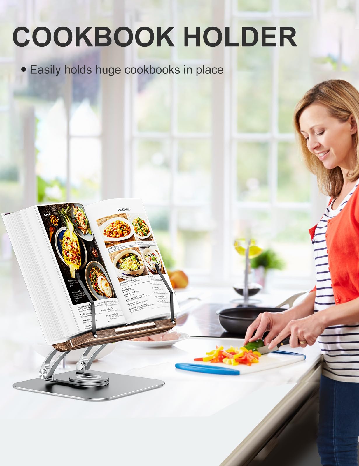 Tounee Adjustable Book Stand – 360 Swivel Foldable Holder for Reading