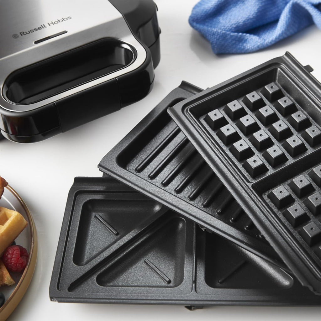 Russell Hobbs 3-in-1 Sandwich Maker | Waffle, Panini & Grill – Black