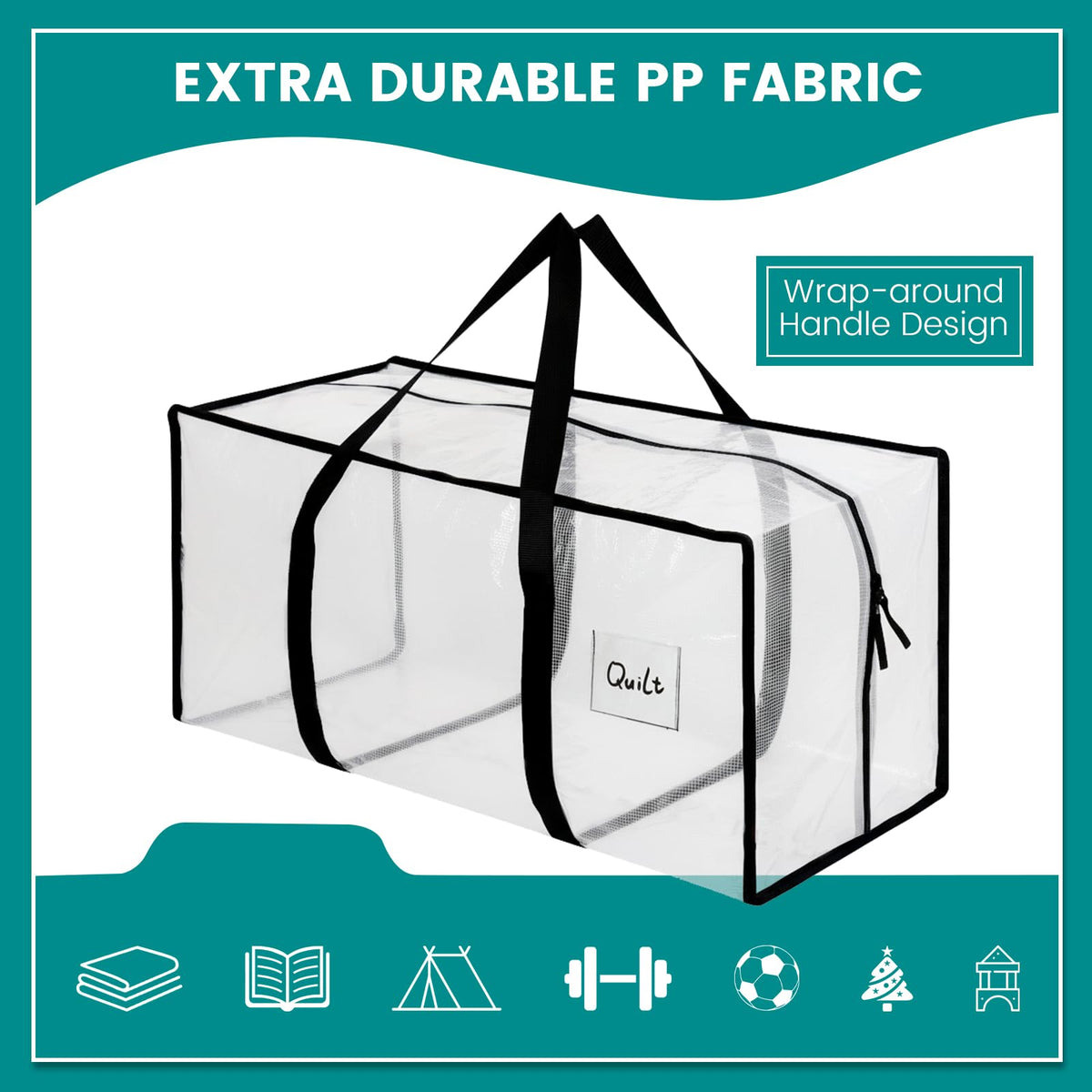 Dntorx 4 Pack 90L Moving Bags, Clear Waterproof Storage Totes - image 3