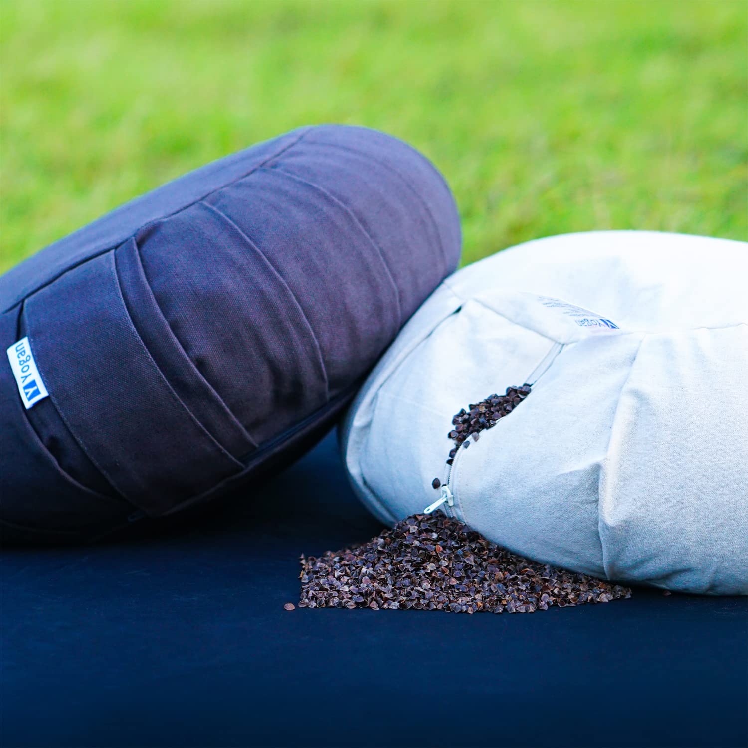 Yogan Meditation Cushion - Organic Cotton & Buckwheat Hulls - Jet Black