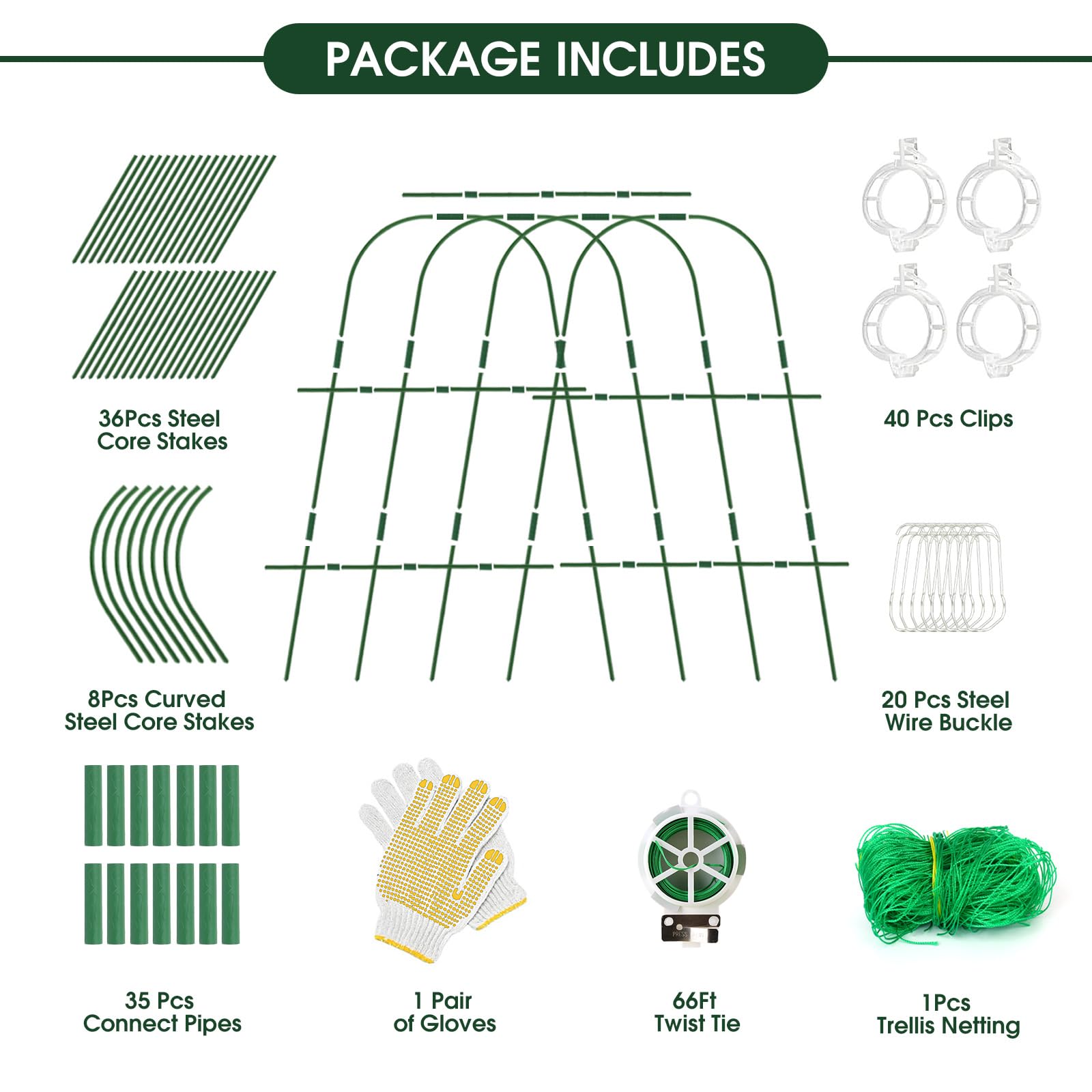 Hoyejyou U-Shape Cucumber Trellis - 65x48 Metal Garden Arch for Plants