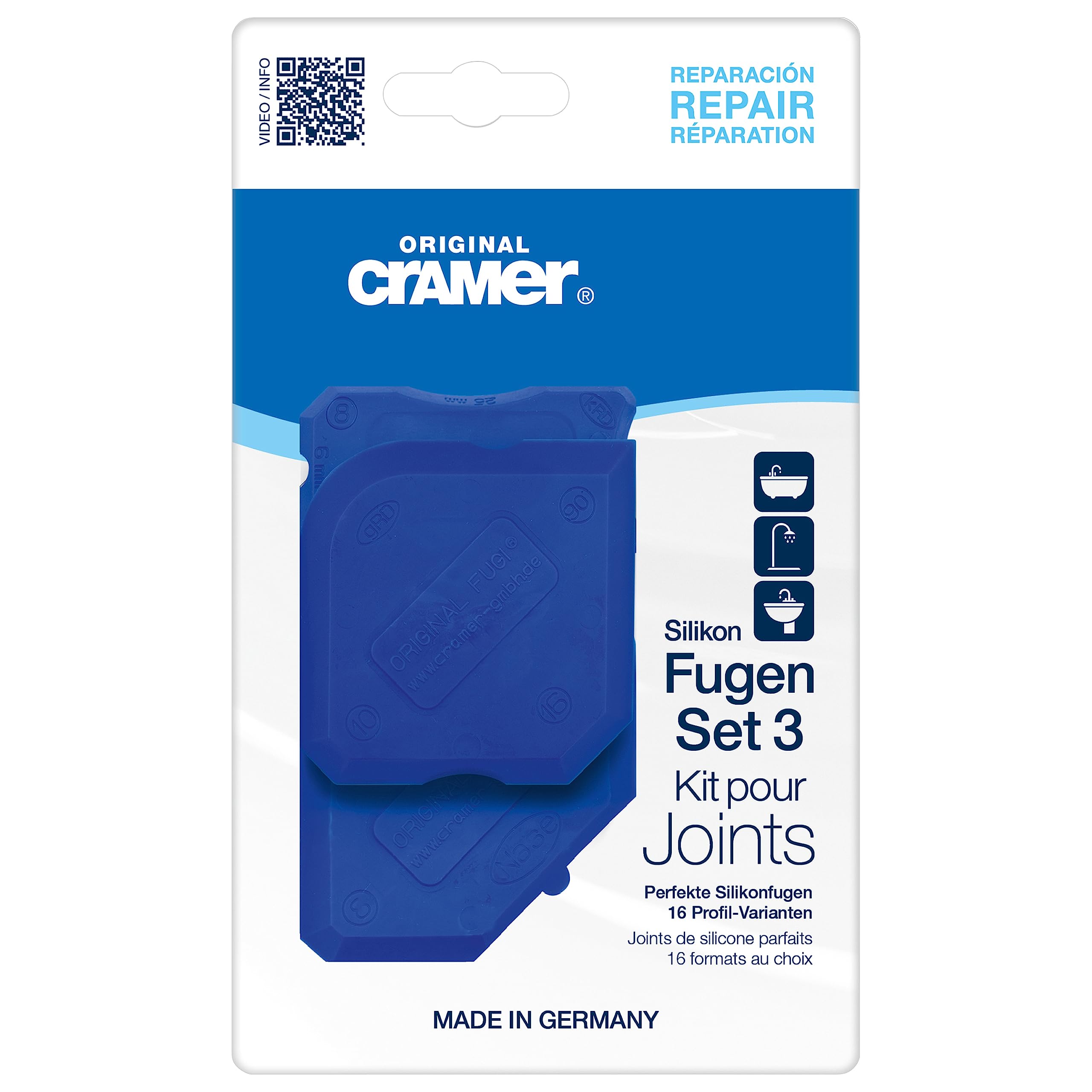 Cramer Fugi Kit 3 Silicone Sealant Finishing Tool - Blue Caulking Kit