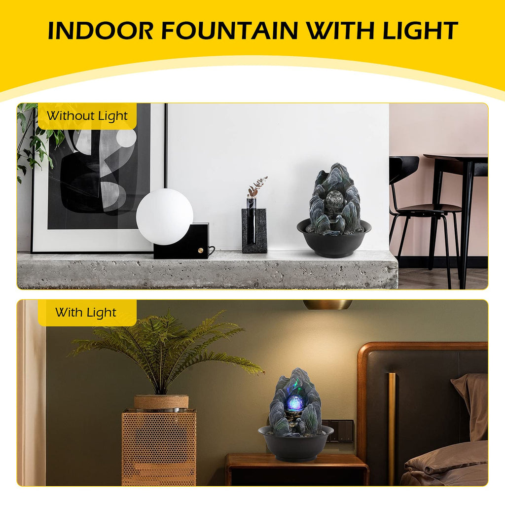 Dyna-Living Tabletop Water Fountain | LED Crystal Ball Rockery Feature