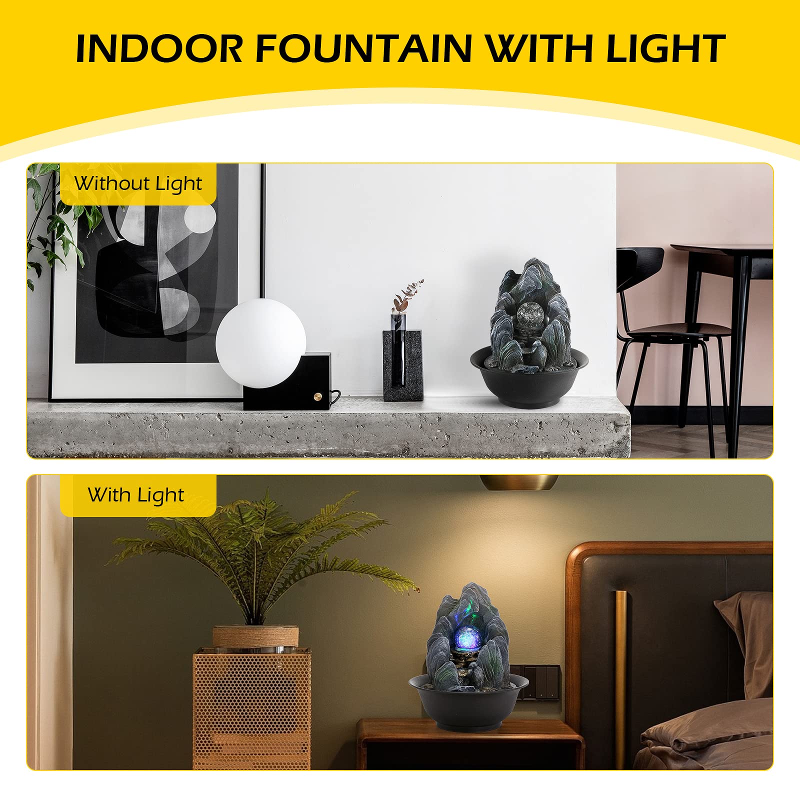 Dyna-Living Tabletop Water Fountain | LED Crystal Ball Rockery Feature